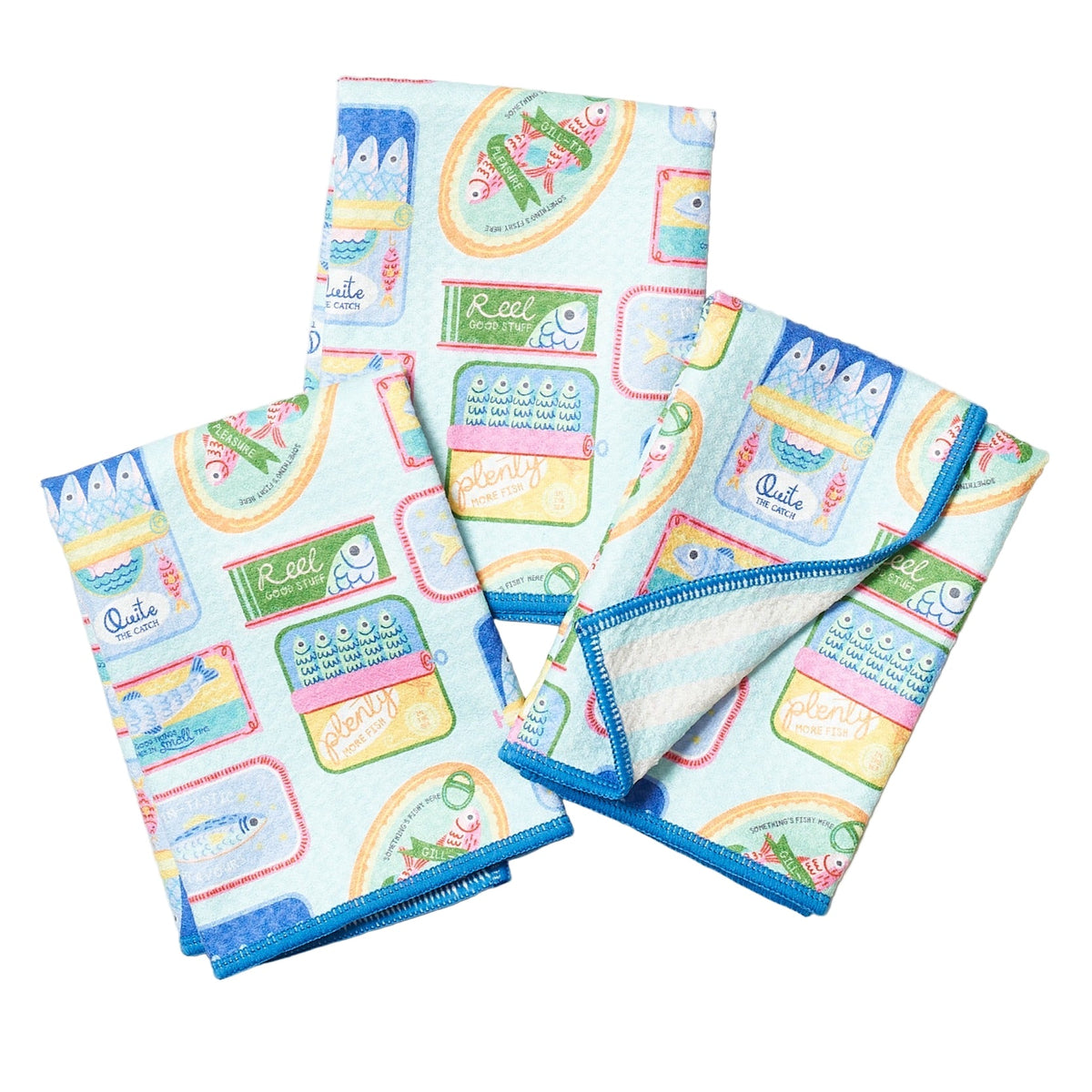 Mighty Mini Towel (Set of 3) Reversible - Mable Tan Sardines - Once Again Home Co.