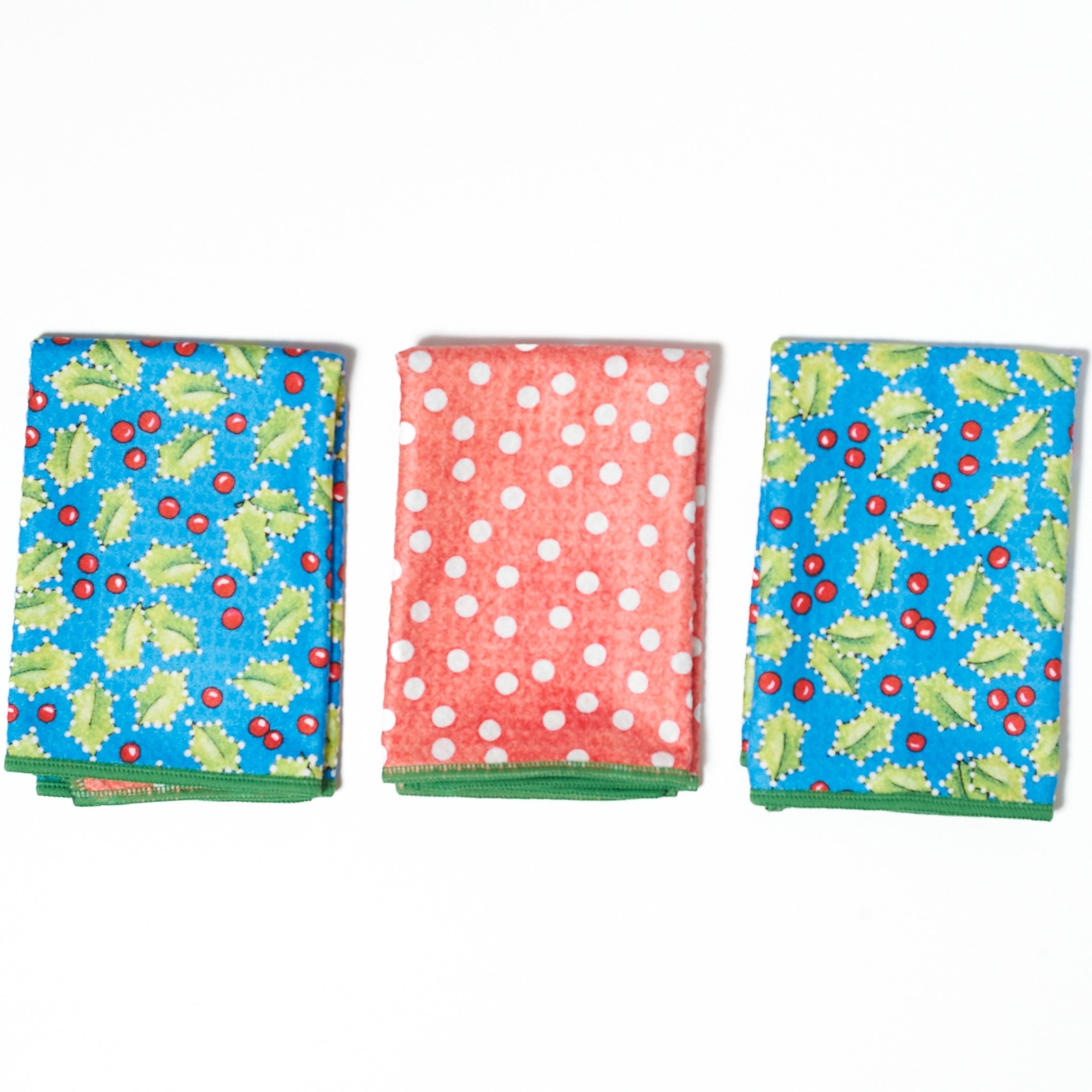 Mighty Mini Towel (Set of 3) Reversible - Mary Engelbreit Holly - Once Again Home Co.