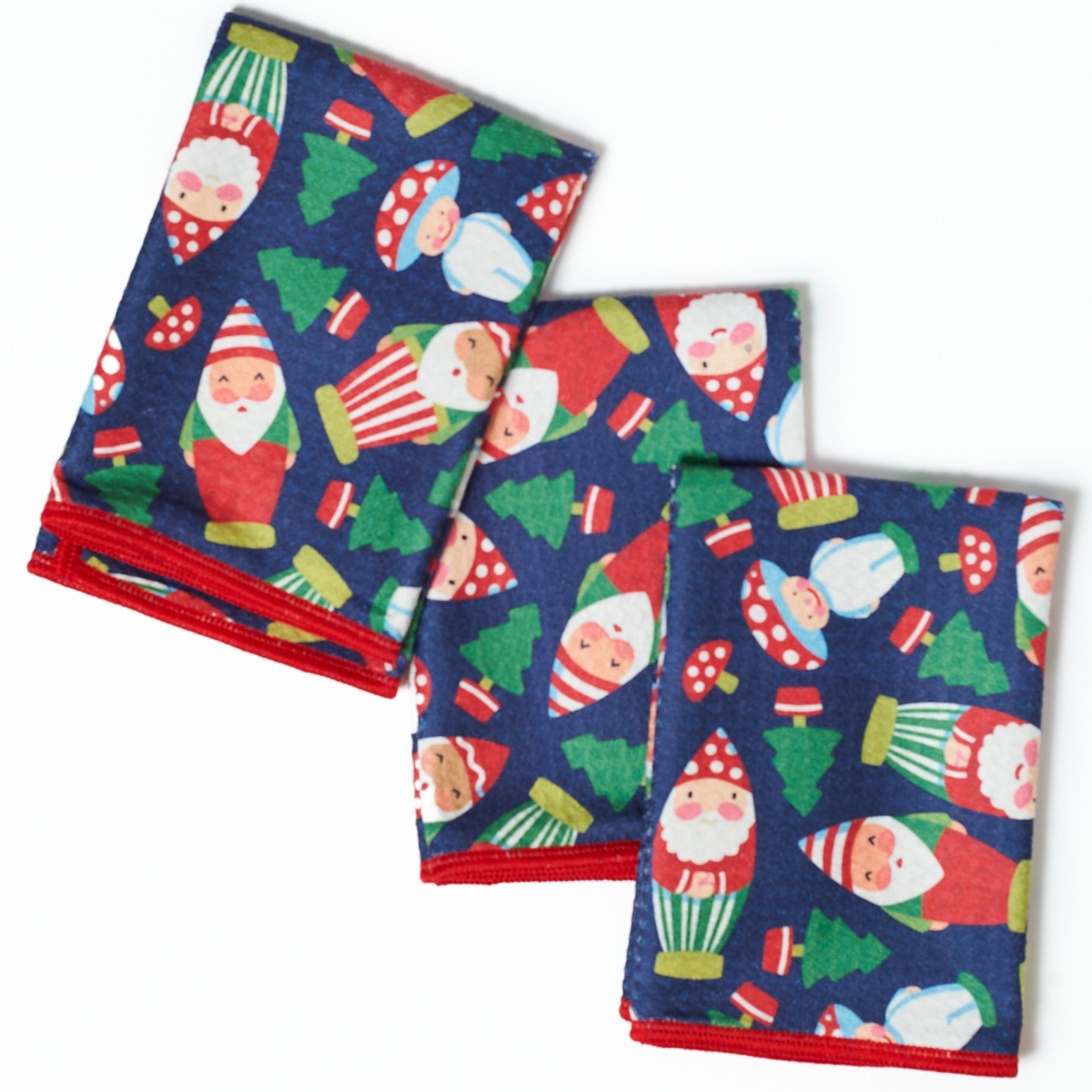 Mighty Mini Towel (Set of 3) Reversible - Mary Engelbreit Santa Gnome - Once Again Home Co.