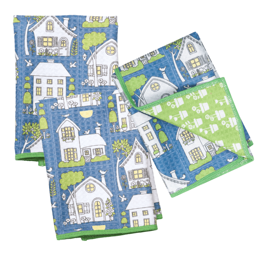 Mighty Mini Towel (Set of 3) Reversible - Mary Engelbreit Twilight Cottages - Once Again Home Co.