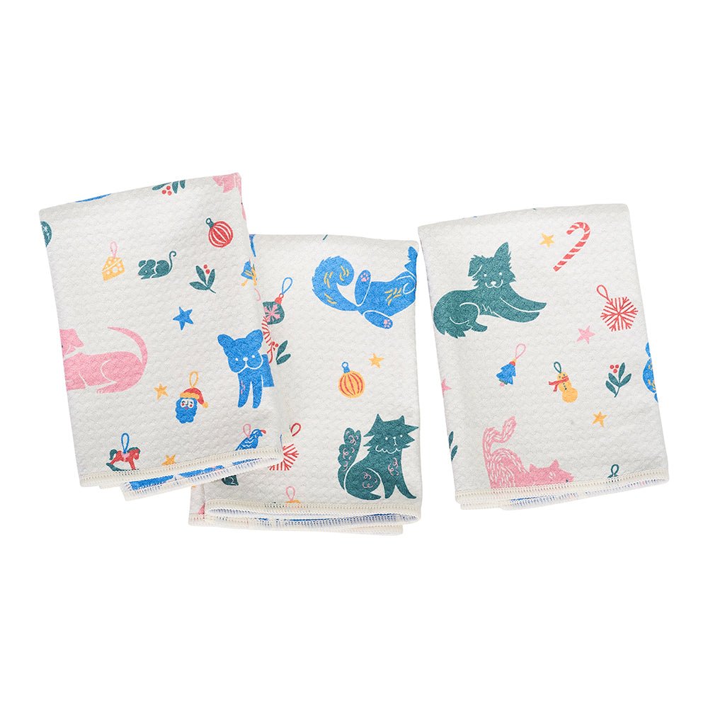 Mighty Mini Towel (Set of 3) Reversible - Nuthatch Merry Pets - Once Again Home Co.