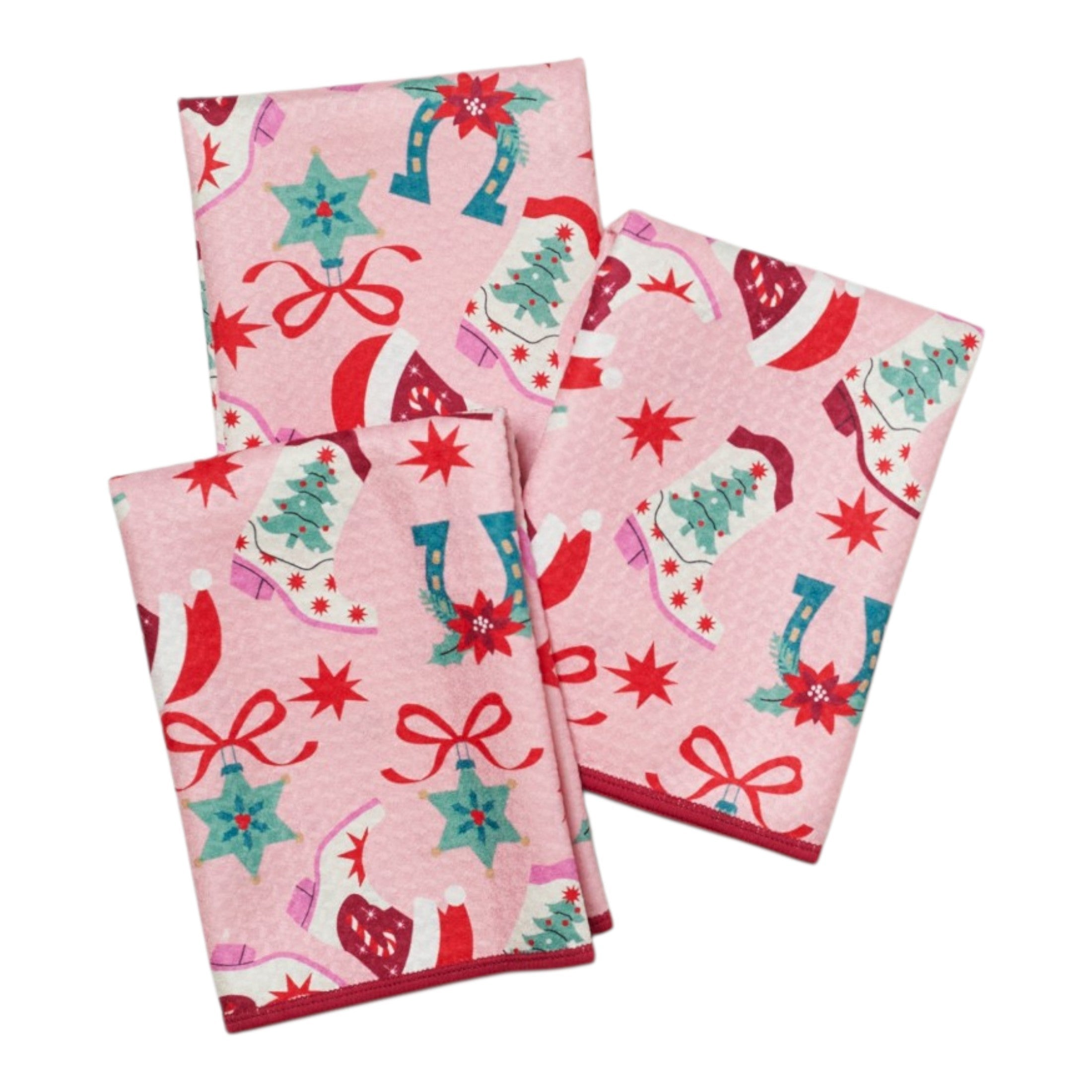 Mighty Mini Towel (Set of 3) Reversible - Signature Cowgirl Christmas - Once Again Home Co.