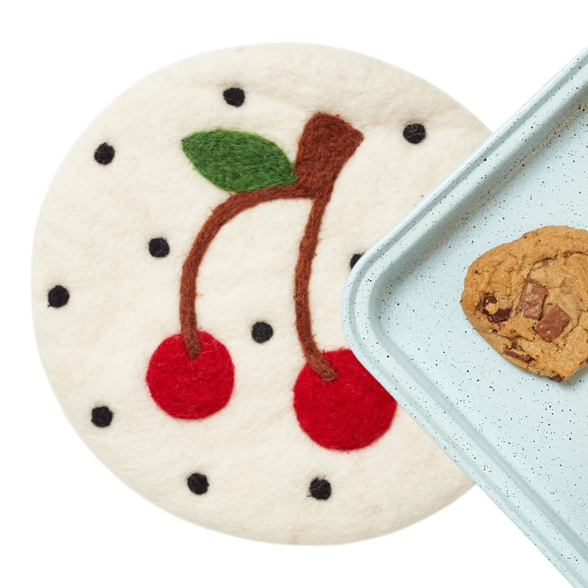 Wool Trivet - Mary Engelbreit Cherries - Once Again Home Co.