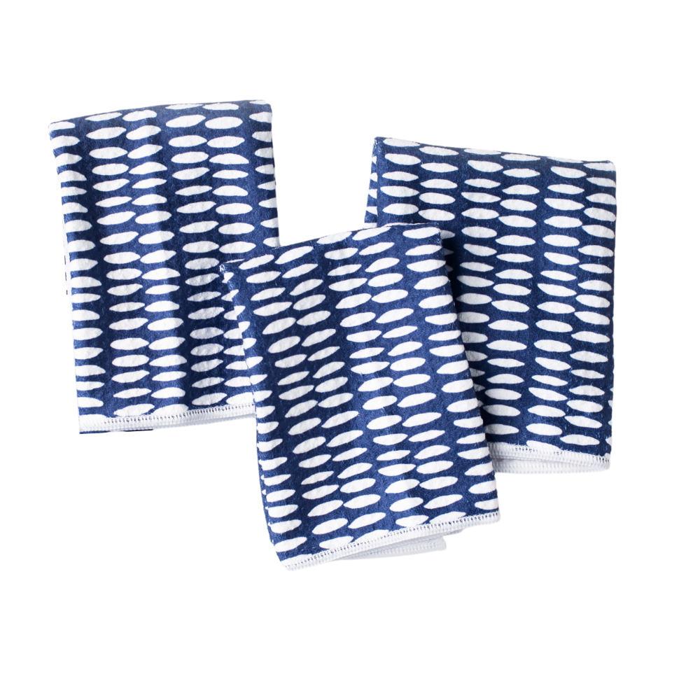 Set of 2 Navy Blue and White Hanging Kitchen Towels FREE SHIPPING