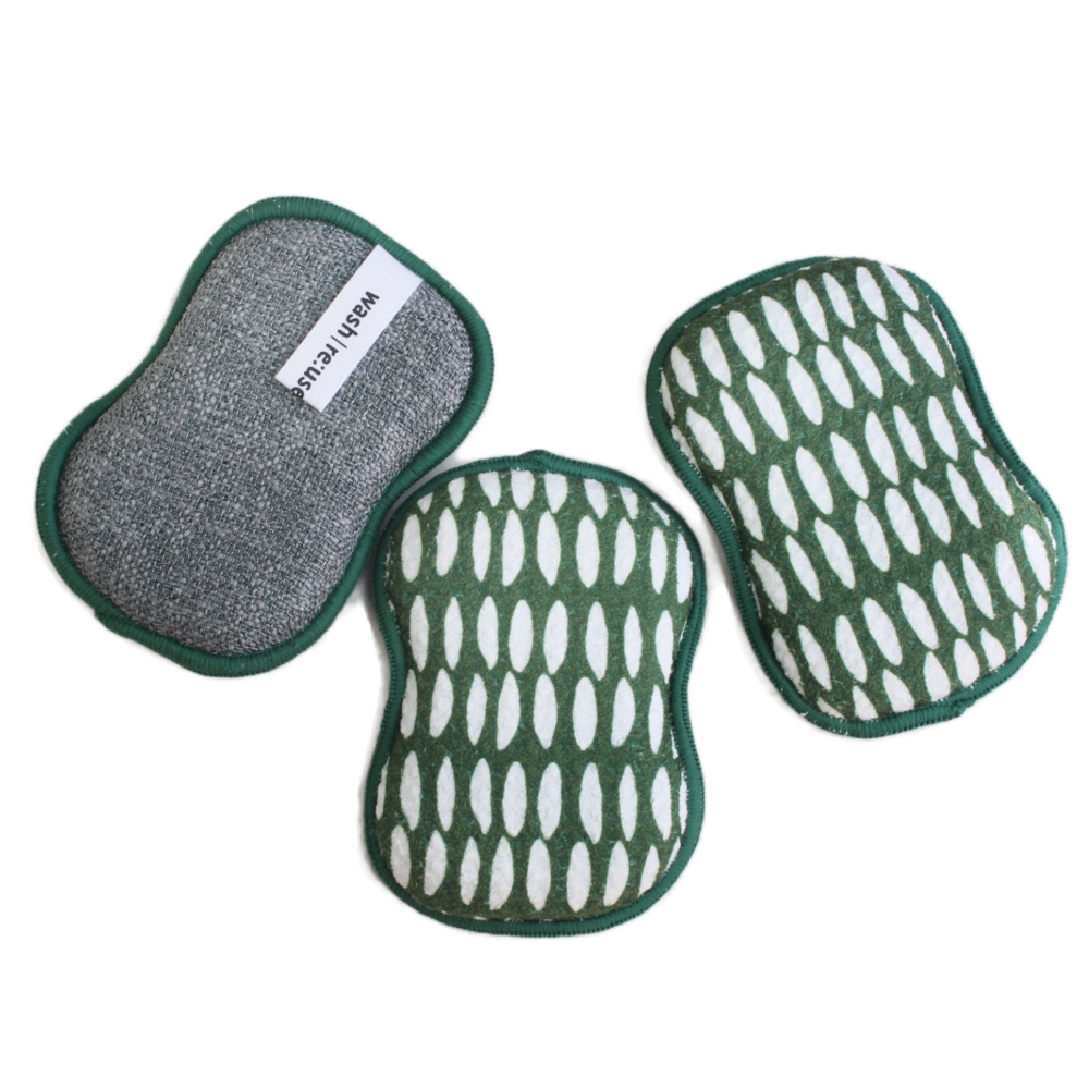 RE:usable Sponges (Set of 3) - Beans Sponges &amp; Scouring Pads Once Again Home Co. Garden Green  