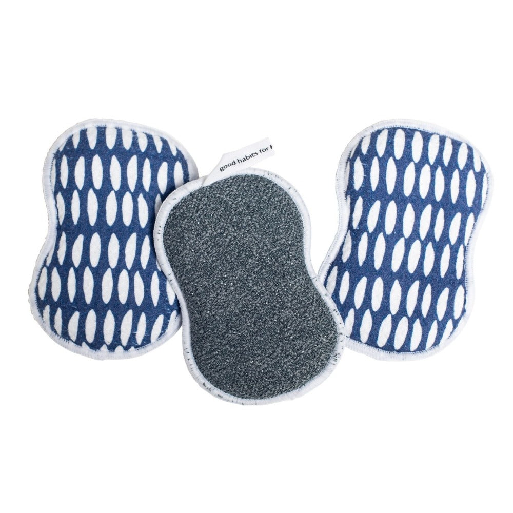 RE:usable Sponges (Set of 3) - Beans Sponges &amp; Scouring Pads Once Again Home Co. Navy  