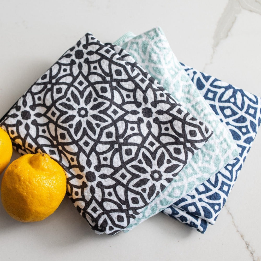 Mighty Mini Towel Set of 3 Moroccan Tile | No More Paper Towels, Reusable &amp; Durable | Once Again Home Co.