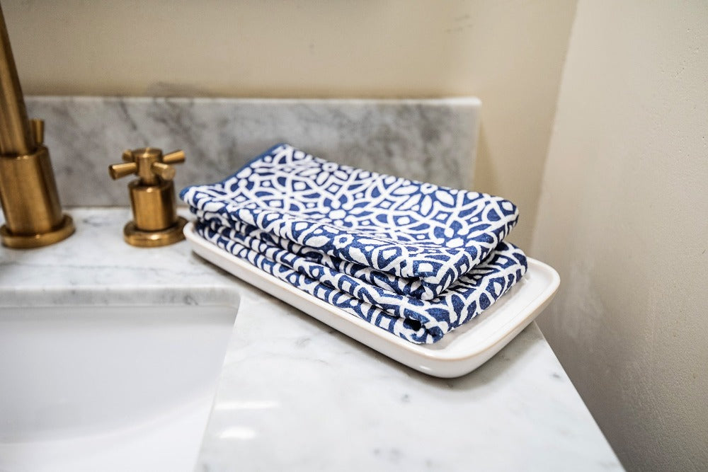 Biggie Towel (set of 2) Navy Tiles Table Linens Once Again Home Co.   